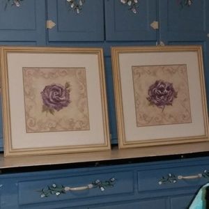 Seventh Avenue Shabby Chic Purple Rose Framed Set